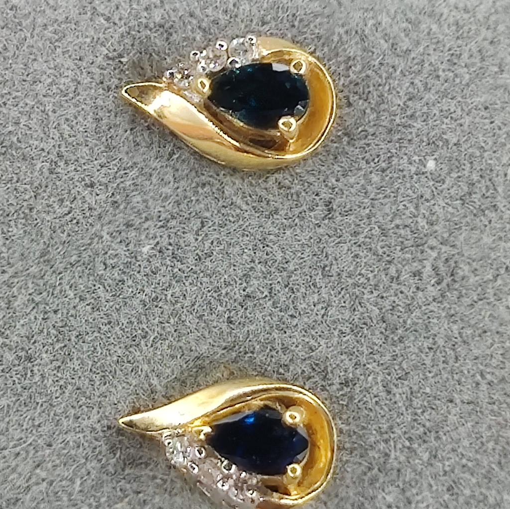 14k Gold Sapphire  Diamond Earrings W14k Backs